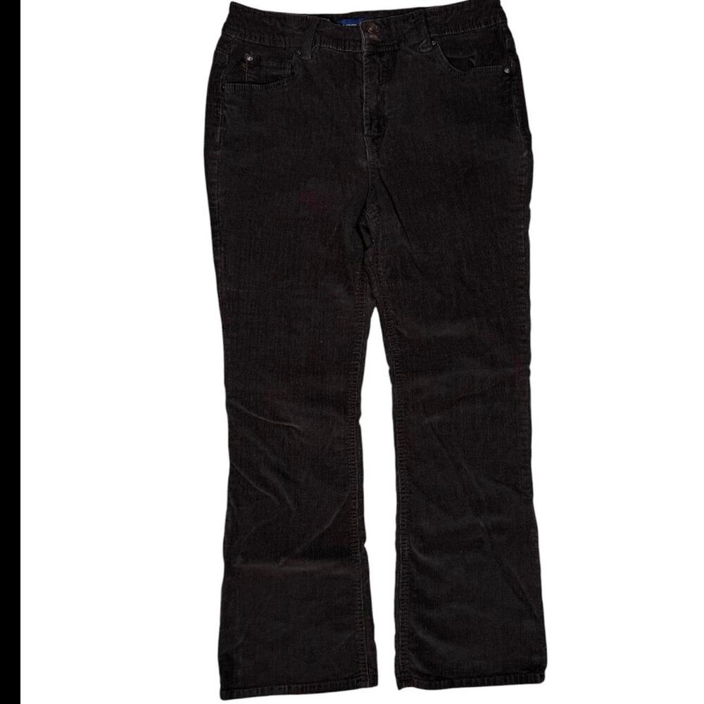 Black corduroy low rise bootcut pants